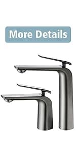 TOCALOCA 1 Handle Bathroom Faucet Brushed Nickel Sink Faucet, One Hole Bathroom Sink Faucet Modern Basin Mixer Taps, Premium Brass Vanity Faucet with Water Supply Hose