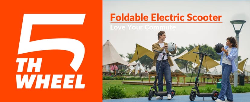 5TH Wheel V40 PRO Electric Scooters, 48V 800W Peak Motor & 20 MPH, 24.9 Miles Range, 10" Solid Tires, Front-N-Rear Suspension and Ambient Light, Folding Sport Scooters with Dual Brake System and APP