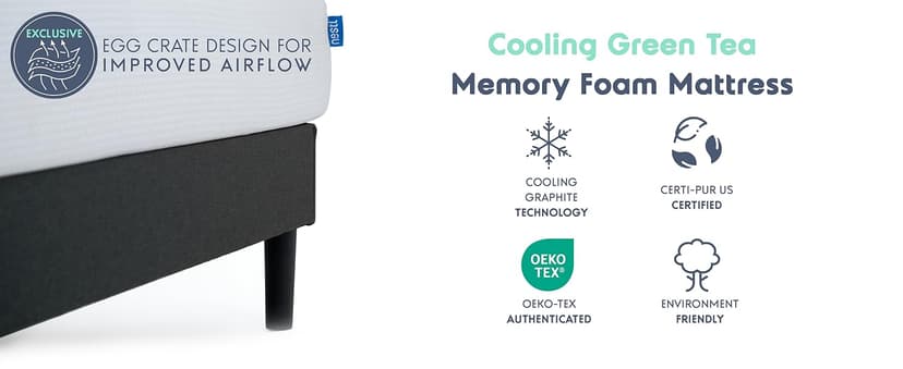 Nestl Green Tea Twin Mattress 8 Inch - Cooling Graphite Memory Foam Twin Mattress for Kids, Fiberglass Free Pressure Relief Supportive Bed in A Box, CertiPur-US Certified