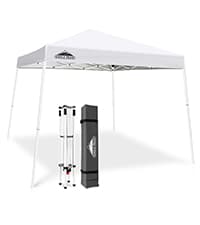 EAGLE PEAK Pop Up Canopy Tent with Wheeled Carry Bag, 8 Stakes, 4 Ropes, 4 Weight Bags, Easy Set Up Tent Canopy, 10x10 ft, 100sqft of Shade, Blue