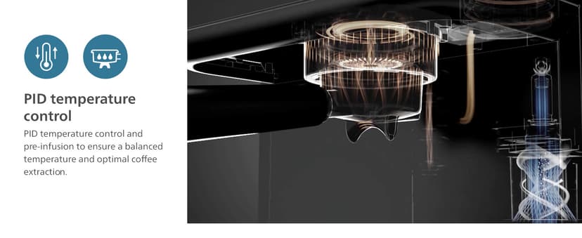 PHILIPS Barista Brew Semi Automatic Espresso Machine - Single & Double Espresso + Americano Button, 280g Dual Bean Container, Intuitive Guidance, Calibrated Tamping, Metal Cappuccino (PSA3228/41)