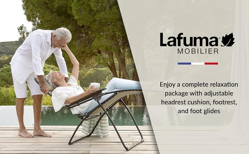 Lafuma Futura LFM3118 8548 Zero Gravity Outdoor Steel Framed Lawn Patio Recliner Folding Lounge Chair with Batyline Canvas, Seigle Grey