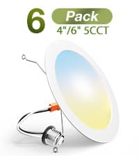 FREELICHT 24 Pack Retrofit LED Recessed Lighting 6 Inch, Selectable 2700K/3000K/4000K/5000K/6000K, Dimmable Flat LED Can Lights, 10W=110W, 1000LM, IC & Damp Rated, ETL & FCC, White