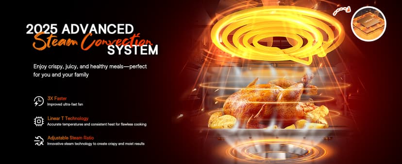 Nuwave Combi Steam Oven, 16Qt All-in-One Stainless Steel Multi-Cooker: Air Fry, Toast, Steam, Sous Vide & More, Precise 50-450°F, Adjustable Moisture, 120 Presets, Programmable Memories, Easy to Clean