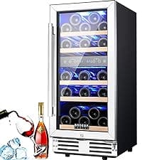 BODEGA 24 Inch Wine Cooler Refrigerator, 46 Bottle Dual Zone Wine Fridge with Double-Layer Tempered Glass Door,wine refrigerator with Temperature Memory Function, Built-in or Freestanding wine cooler.