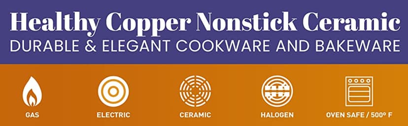 GOTHAM STEEL 10 Pc Copper Pots and Pans Set Non Stick Cookware Sets for Kitchen, Space Saving Pots and Pans with Fry Pan and Pot Set, Non Toxic, Nonstick Cookware Set, Oven and Dishwasher Safe