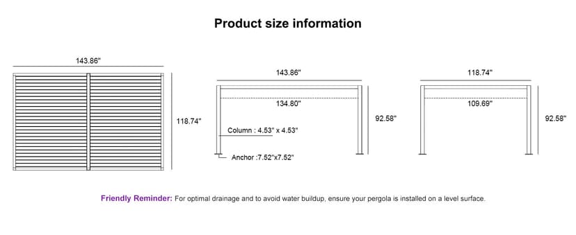 PURPLE LEAF Louvered Pergola 10' x 12' Patio Aluminum Pergola with Independent Adjustable Rainproof Roof Hardtop Small for Outdoor Deck Garden Yard