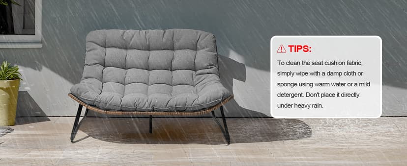 Crestlive Products Outdoor Loveseat 3 Pieces, 2 Seater &1 Seater Outdoor Sofa Set,All-Weather Boho Rattan Patio Furniture with Soft Cushion for Balcony, Poolside, Backyard (Dark Gray Without Table)