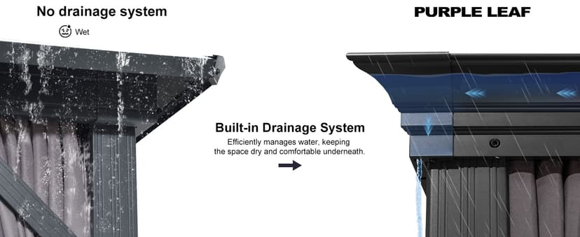 PURPLE LEAF 10' X 14' Permanent Hardtop Gazebo Aluminum Gazebo with Galvanized Steel Double Roof for Patio Lawn and Garden, Curtains and Netting Included, Grey