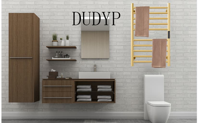 Gold Heated Towel Warmer Radiator Bathroom Accessories, Built-in Timer Temperature Control 10 Bars Electric Heated Towel Racks for Bathroom, Stainless Steel Towel Warmer Drying Rack, (Hardwired)
