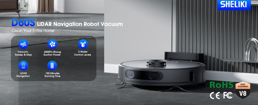 Robot Vacuum and Mop, Mapping Robotic Vacuums Cleaner with LiDAR Navigation Smart & Strong Suction, WiFi/App/Alexa/Voice Control, Obstacle Avoidance, for Home, Wood/Hard Floors, Pet Hair -Grey