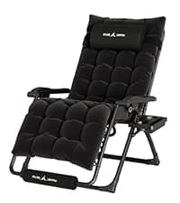 UDPATIO Oversized Zero Gravity Chair 33In XXL Patio Reclining Chair with Cushion, Outdoor Folding Recliner with Pillows|Cup Holder|Foot Rest|Padded Headrest, Black, Support 500LB