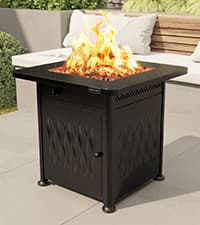 EAST OAK 28'' Propane Fire Pit Table, 50,000 BTU Steel Gas FirePit for Outdoor, Outside Patio Deck and Garden, CSA Certified Fire Table with Magnetic Lid, Cover-Storage Basket and Lava Rock , Black