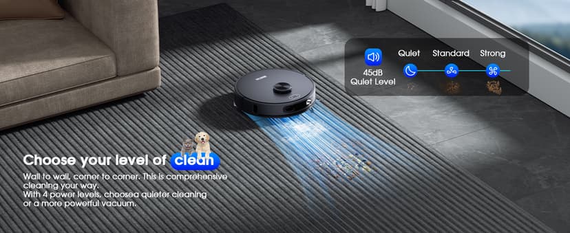 Robot Vacuum and Mop, Mapping Robotic Vacuums Cleaner with LiDAR Navigation Smart & Strong Suction, WiFi/App/Alexa/Voice Control, Obstacle Avoidance, for Home, Wood/Hard Floors, Pet Hair -Grey