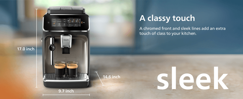 PHILIPS 3300 Series Fully Automatic Espresso Machine with integrated milk frother and grinder, 5 Hot & Iced Coffee Pre-Sets, 40% Quieter SilentBrew, 15-Bar Pressure, Glossy Black (EP3326/90)