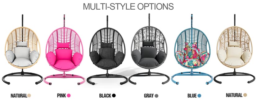 Hanging Egg Chair with Stand - Egg Swing Chair Outdoor Indoor Patio Wicker Chair Swing Hammock Egg Chairs 400lbs Capacity for Outside Patio, Bedroom, Garden and Balcony