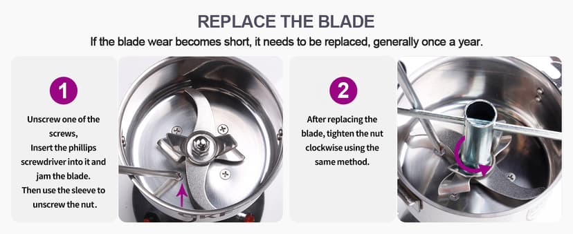 550g Grain Mill, 304 Stainless Steel Spice Grinder, 2000W High-speed Commercial Flour Mill, Superfine Flour Mill Grinder for Home, Grain Mill for Flour