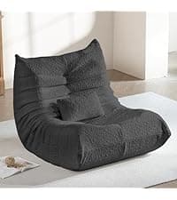 Bean Bag Chair for Adults - Large Bean Bag Chairs, Memory Foam Bean Bag with High-Rebound, Oversized Corduroy Boneless Chair, Lazy Floor Sofa for Reading Gaming Living Room Bedroom, Pink