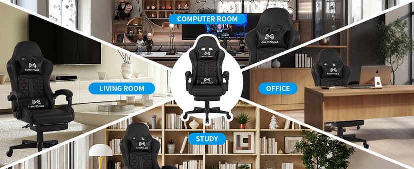 Gaming Chair, 400 lbs Adult Chair, High Back Computer Chair with Footrest and Linked Armrests, Office Video Game Chair with Lumbar Support(White)