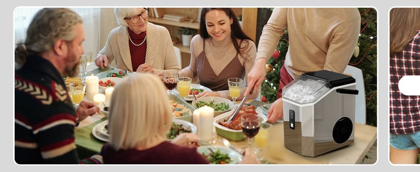 AGLUCKY Nugget Ice Maker Countertop, Portable Crushed Ice Maker Machine with Handle, 35lbs/24H, One-Click Operation, Self Cleaning Ice Machine for Home/Kitchen/Office(Stainless Steel)