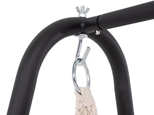 SUNCREAT Patio Swing Chair with Stand and Cushion, Heavy Duty Hanging Chair with Stand for Bedroom, 330 lbs Capacity, Patent Pending, Beige