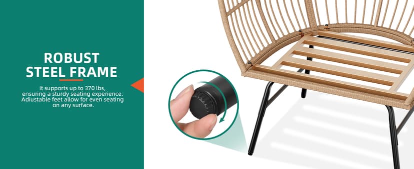 YITAHOME Accent Living Room Egg Chair w/ 2-in-1 Ottoman, Wicker Oversized Basket Chair with 5 Thick Cushions, Footrest, Comfy Recliner Lazy Chair for Indoor, Bedroom, Reading Room, Lounge (Beige)