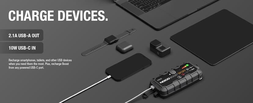 NOCO Boost GB20: 500A UltraSafe Jump Starter – 12V Lithium Battery Booster Pack, Portable Jump Box, Power Bank & Jumper Cables - for 4.0L Gas Engines