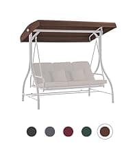 MCombo 3-Seat Outdoor Patio Swing Chair, 2-in-1 Convertible Porch Swing Glider Chair with Removable Cushions, Adjustable Canopy & Pillows for Backyard, Deck, Garden, 4068 (Brown)