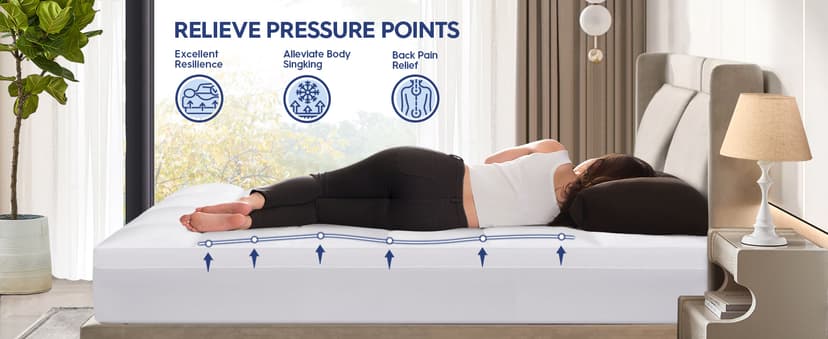 ELEMUSE King Mattress Topper for Back Pain, Extra Thick Mattress Pad Cover, Plush Soft Pillowtop with Elastic Deep Pocket, Overfilled Down Alternative Filling