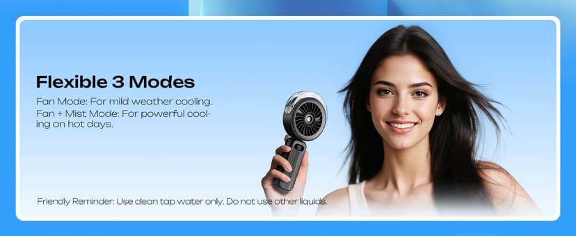 Otlonpe Handheld Misting Fan Portable, Powerful High Speed, Small Personal Rechargeable Cooling Mister Fan Water Spray Mist, 4000mAh Battery Operated for Travel Indoor Outdoor Hand Desk (Black)