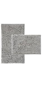 Bathroom Rugs Set Memory Foam Bath Rugs Non-Slip Bath Mat Set 3 Piece,Washable Bathroom Mats,Absorbent Shaggy Rugs Super Soft U-Shaped Toilet Rug,Bahroom Carpets for Bathroom,Tub,Shower(Black)