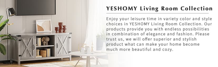 YESHOMY Modern Farmhouse TV Stand with Two Barn Doors and Storage Cabinets for Televisions up to 65+ Inch, Entertainment Center Console Table, Media Furniture for Living Room, 58 Inch, Gray Wash