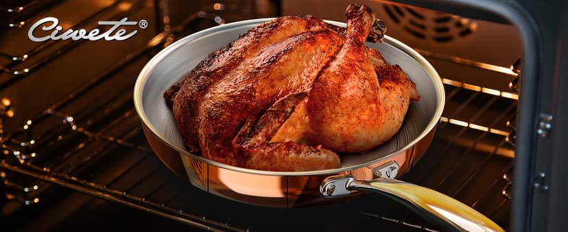 Whole Tri-ply 18/10 Stainless Steel Pot and Pan Set (10 Piece), Copper Pots and Pans Set with Stainless Steel Lid, Induction Cookware Set, Include Stock Pot, Saucepan, Frying Pan - Copper