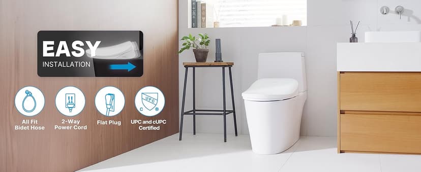 Coway Electronic Bidet Elongated Toilet Seat with Instantaneous Water Heating, Heated Seat and Dryer, Auto Open and Close Lid, Night Light, Deodorizer, Stainless Nozzle, Remote Control 500S
