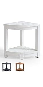 Waterproof Shower Bench, White Poly Shower Stool for Shaving Legs, Shower Chair Seat with Handles & Shower Head Holder, Plastic Bathroom Bench with Adjustable Feet for Inside Shower, Non-Slip