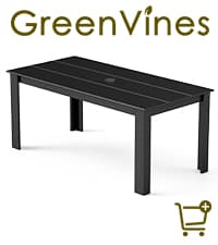 GREENVINES 7-Piece Outdoor-Dining-Set | HDPE Plastic 67'' Table and Chairs Sets for 6 | Patio Furniture | All Weather | Umbrella Hole | Black | for Poolside Garden Backyard