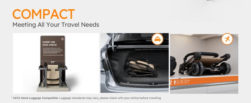 Lightweight Baby Strollers for Airplane, Ultra-Compact Travel Stroller, Light & Strong Portable Toddler Stroller with Carbon Fiber Frame and UPF 50+ Waterproof Fabric, Only 9.9 lbs, Brown