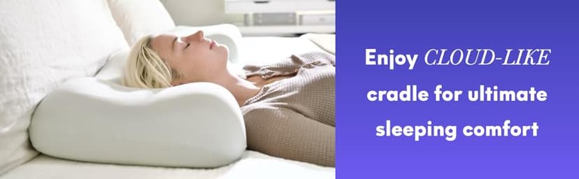 C CUSHION LAB Deep Sleep Pillow, Patented Ergonomic Contour Design for Side & Back Sleepers, Orthopedic Cervical Shape Gently Cradles Head & Provides Neck Support & Shoulder Pain Relief - Calm Grey