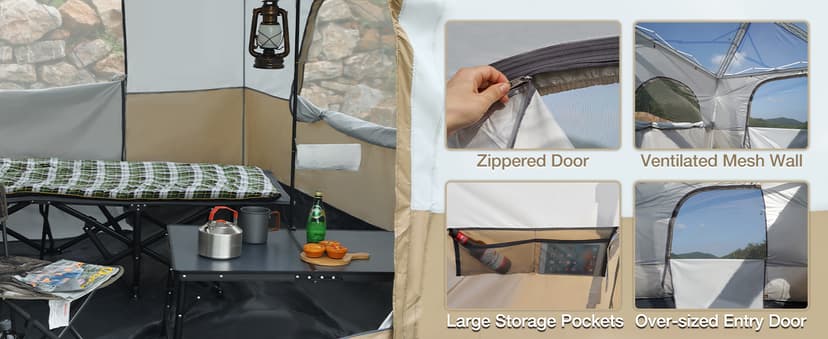 REDCAMP Canopy Camping Tent for Pop Up Canopy Tent, Inner Tent Converts Straight Leg 10'x10' or 10'x20' Canopy into Camping Tent, Fits 4-6 Person(Frame/Shelter NOT Included)