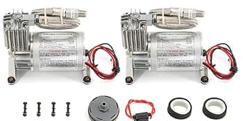 Universal 150 PSI Horns Heavy Duty Onboard Air Compressor, Replacement for Truck/Car Train Horn/Suspension/Ride/Bag kit/System and All 12v Vehicles like Semi/Pickup Trucks, Silver 1/4