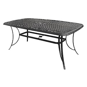 Hanover Traditions Set with 6 Swivel Rocker Chairs, Tan Cushions and Large 38"x72" Dining Table, Outdoor Dining Set for 6