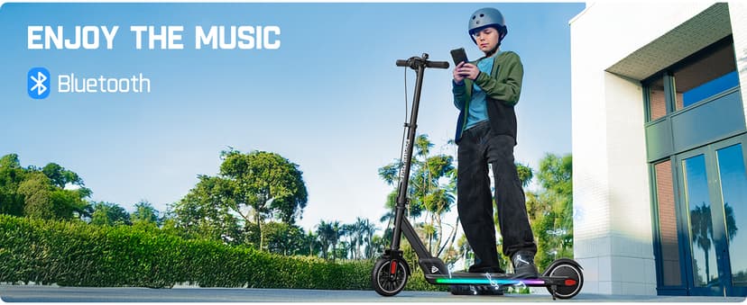 FanttikRide T9 Apex Electric Scooter for Kids 4.3-5.6 ft, 200 W Motor, LED Colorful Lights with Bluetooth Music Speaker, 7/10/12 MPH Digital Display, Adjustable Height, Foldable, Up to 40 mins