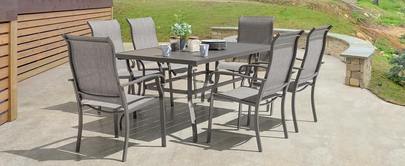 NUU GARDEN Bistro Set 3 Piece Outdoor Cast Aluminum Patio Bistro Set Patio Table and Chairs Set of 2 with Umbrella Hole and Gray Cushions, Black