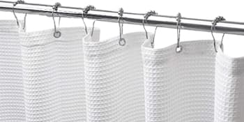 Creative Scents Fabric White Shower Curtain for Bathroom - Spa, Hotel Luxury Matt Waffle Weave Square Design, Water Repellent, 230 GSM Weighty Cloth, 72" x 72" for Decorative Bathroom Curtains