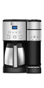 Cuisinart Single Serve + 12 Cup Coffee Maker, Offers 3-Sizes: 6-Ounces, 8-Ounces and 10-Ounces, Stainless Steel, SS-15P1