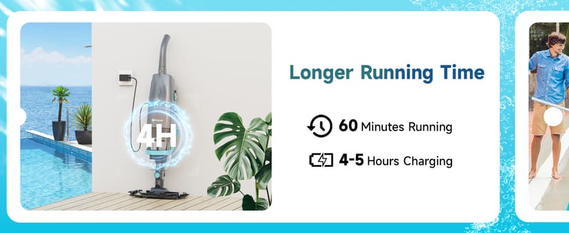 Cordless Handheld Pool Vacuum, Rechargeable Pool Cleaner with 16 Gal/Min Suction, 60 Min Runtime, Dual-Phase Cleaning System, Ideal for Above Ground Pools, Spas, Hot Tubs, Teal (2025 Version)