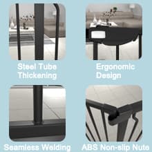 WAOWAO Triple Lock Baby Gate Extra Wide 67.32-72.04" Pressure Mounted Walk Through Swing Auto Close Safety Black Metal Dog Pet Puppy Cat for Stairs,Doorways,Kitchen