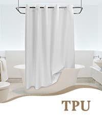 No Hook Slub Textured Shower Curtain with Snap-in PEVA Liner Set - 71" x 74"(72"), Hotel Style with See Through Top Window, Fabric Outer Curtain & Waterproof Inner Liner, White, 71x74