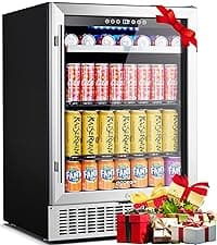 BODEGA 24 Inch Wine Cooler Refrigerator, 46 Bottle Dual Zone Wine Fridge with Double-Layer Tempered Glass Door,wine refrigerator with Temperature Memory Function, Built-in or Freestanding wine cooler.