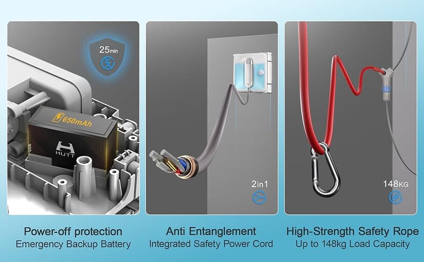 Auto Window Cleaning Robot W9 with 4 Water Spray, Upgraded 3 Pressure Compartments, 3800Pa Suction Power, Anti-Falling and Edge Detection Sensors, for High-Rise Windows, Tiles and Glass